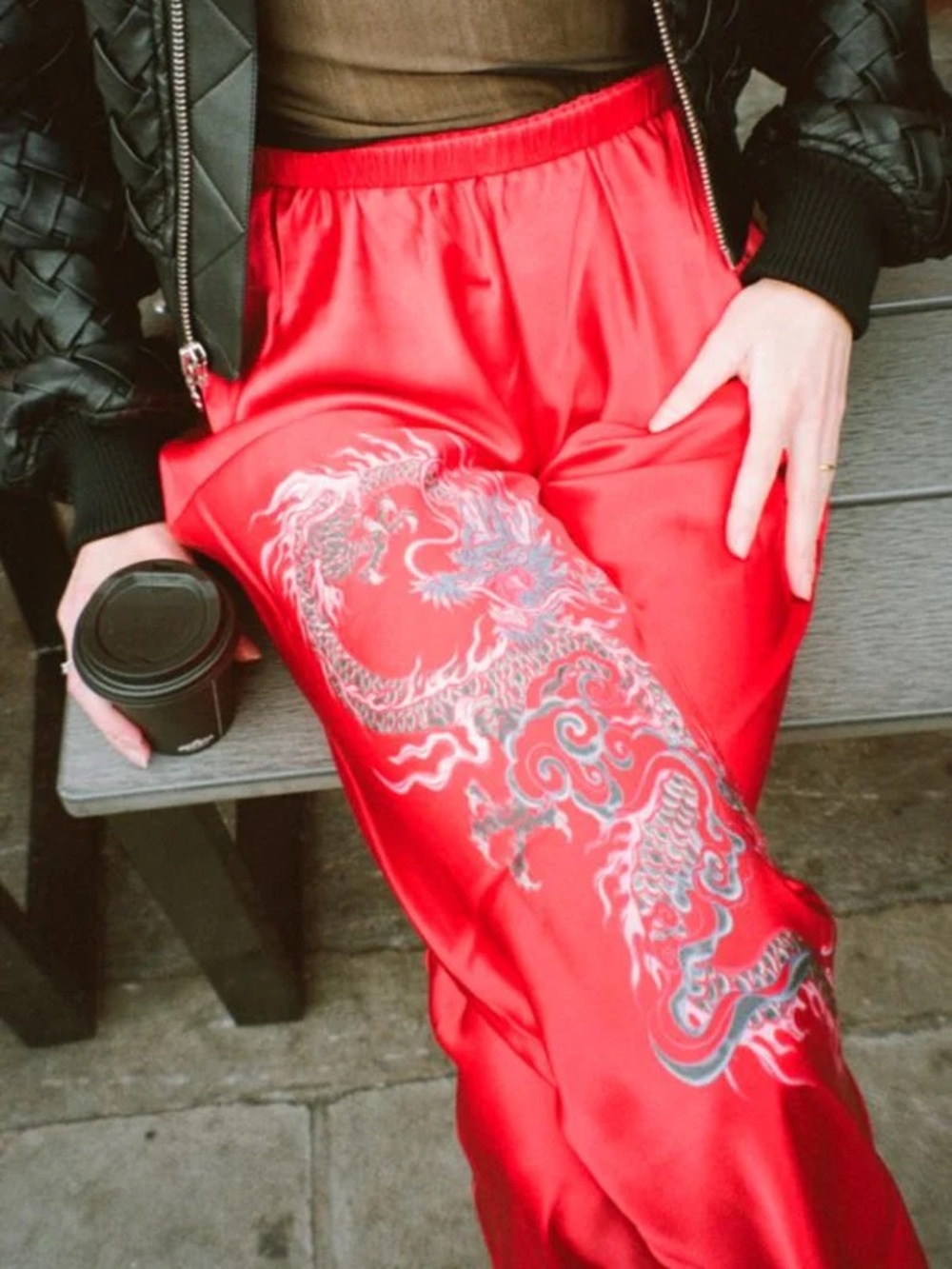 Silk Laundry Red Bias Cut Silk Pants Year of The Dragon Small